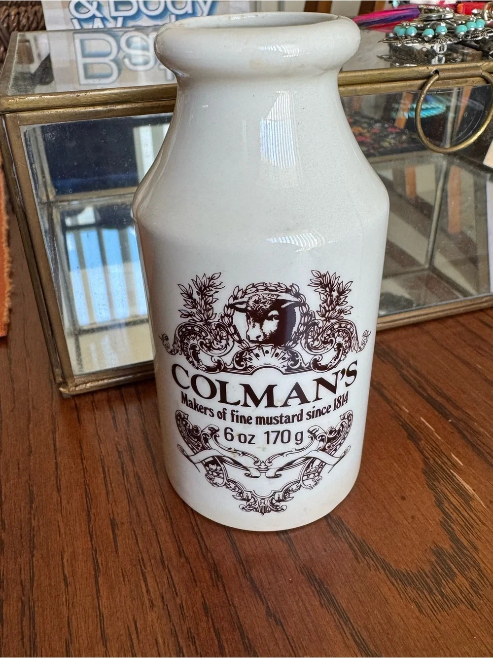 Colman's The Mustard Shop Stoneware Bottle Lord Nelson Pottery Empty Advertising